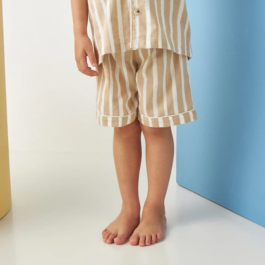 MAX SALE, 2 Piece Striped Beige Shirt and Shorts Set — gambar 4