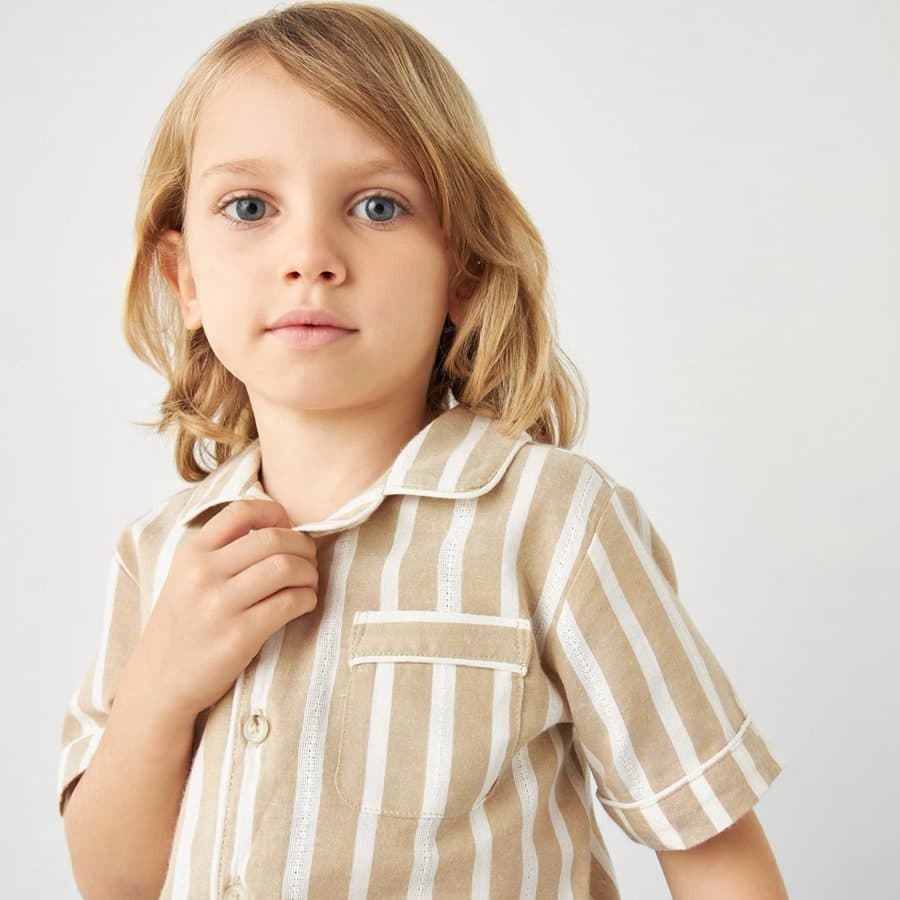 MAX SALE, 2 Piece Striped Beige Shirt and Shorts Set — gambar 6